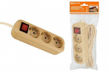 Фотография товара 'Tdm Удлинитель бытовой У03В выключатель, 3 гнезда SQ1303-2102'