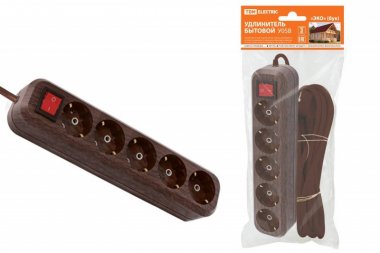Фотография товара 'Tdm Удлинитель бытовой У05В выключатель, 5 гнезд, 3метра SQ1303-3121'