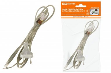 Фотография товара 'Tdm Шнур с выключателем и плоской вилкой ШУ01В ШВВП SQ1305-0004'