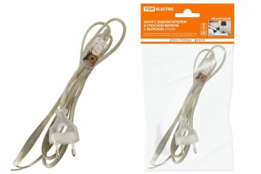 Фотография товара 'Tdm Шнур с выключателем и плоской вилкой с вырезом ШУ03В ШВВП SQ1305-0024'