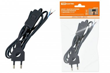 Фотография товара 'Tdm Шнур с выключателем и плоской вилкой с вырезом ШУ03В ШВВП SQ1305-0022'