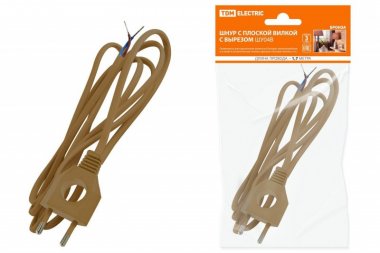 Фотография товара 'Tdm Шнур с плоской вилкой с вырезом ШУ04 ШВВП SQ1305-0033'