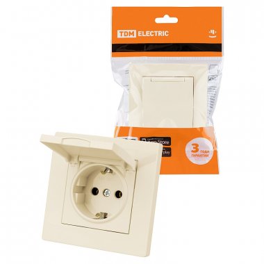 Фотография товара 'Tdm SQ1816-0138 Розетка 2П+З 16А 250В IP44 с крышкой'