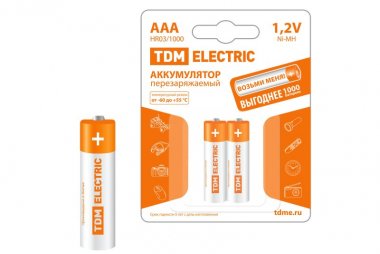 Фотография товара 'Tdm Аккумулятор AAA-1000 mAh Ni-MH BP-2 SQ1702-0075'