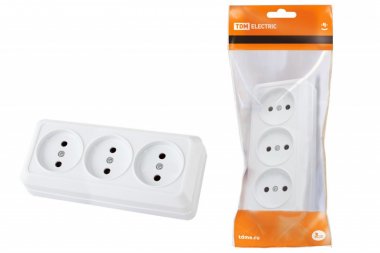 Фотография товара 'Tdm Розетка 3-х местная горизонтальная 2П открытой установки IP20 10A SQ1801-0124'