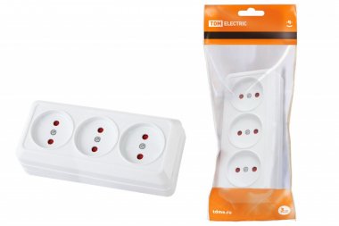 Фотография товара 'Tdm Розетка 3-х местная горизонтальная 2П открытой установки IP20 10A SQ1801-0125'