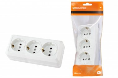 Фотография товара 'Tdm Розетка 3-х местная горизонтальная 2П+3 открытой установки IP20 16A SQ1801-0126'