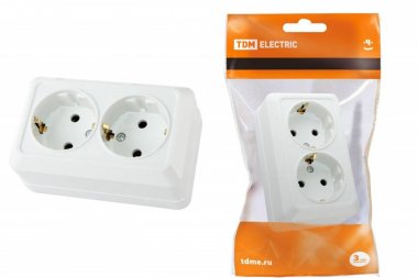 Фотография товара 'Tdm Розетка двойная 2П+3 открытой установки IP20 16А SQ1801-0019'