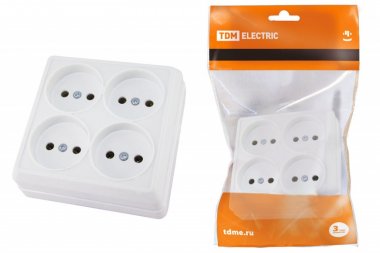 Фотография товара 'Tdm Розетка четырехместная 2П открытой установки IP20 10A SQ1801-0120'