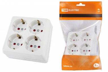 Фотография товара 'Tdm Розетка четырехместная 2П+3 открытой установки IP20 16A SQ1801-0123'