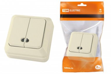 Фотография товара 'Tdm Выключатель 2-кл. открытой установки с подсветкой IP20 10А SQ1801-0008'