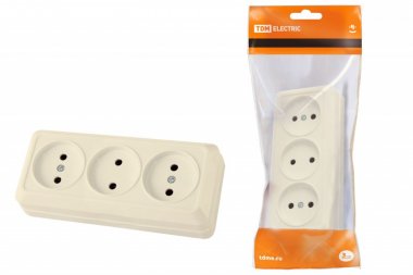 Фотография товара 'Tdm Розетка 3-х местная горизонтальная 2П открытой установки IP20 10A SQ1801-0224'