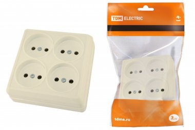Фотография товара 'Tdm Розетка четырехместная 2П открытой установки IP20 10A SQ1801-0220'