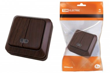 Фотография товара 'Tdm Выключатель 2-кл. открытой установки с подсветкой IP20 10А SQ1801-0030'