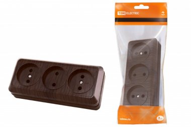 Фотография товара 'Tdm Розетка 3-х местная горизонтальная 2П открытой установки IP20 10A SQ1801-0324'