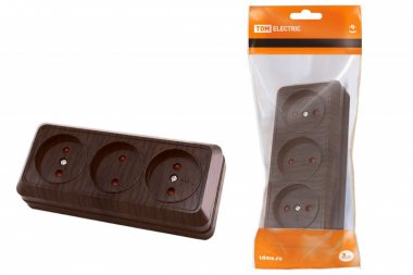 Фотография товара 'Tdm Розетка 3-х местная горизонтальная 2П открытой установки IP20 10A SQ1801-0325'