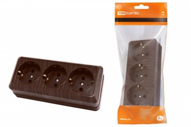 Фотография товара 'Tdm Розетка 3-х местная горизонтальная 2П+3 открытой установки IP20 16A SQ1801-0326'