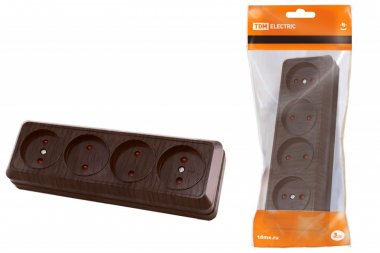 Фотография товара 'Tdm Розетка 4-х местная горизонтальная 2П открытой установки IP20 10A SQ1801-0329'