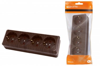 Фотография товара 'Tdm Розетка 4-х местная горизонтальная 2П+3 открытой установки IP20 16A SQ1801-0331'