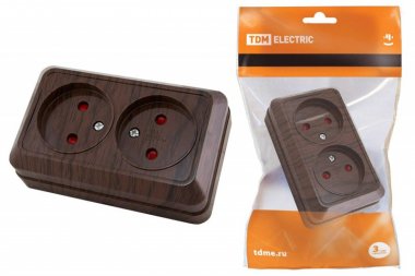 Фотография товара 'Tdm Розетка двойная 2П открытой установки с з/ш IP20 10А SQ1801-0039'