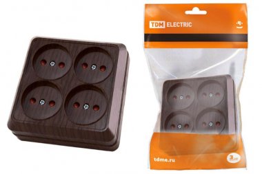 Фотография товара 'Tdm Розетка четырехместная 2П открытой установки IP20 10A SQ1801-0321'