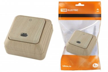 Фотография товара 'Tdm Переключатель на 2 направления 1-кл. открытой установки с подсветкой IP20 10А SQ1801-0048'