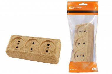 Фотография товара 'Tdm Розетка 3-х местная горизонтальная 2П открытой установки IP20 10A SQ1801-0424'