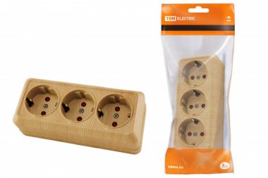 Фотография товара 'Tdm Розетка 3-х местная горизонтальная 2П+3 открытой установки IP20 16A SQ1801-0427'