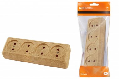 Фотография товара 'Tdm Розетка 4-х местная горизонтальная 2П открытой установки IP20 10A SQ1801-0429'