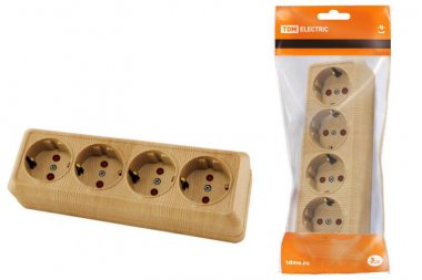 Фотография товара 'Tdm Розетка 4-х местная горизонтальная 2П+3 открытой установки IP20 16A SQ1801-0431'