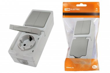 Фотография товара 'Tdm Блок комбинированный (вертикальный) выключатель 2-кл. БКВР IP54 SQ1803-0013'