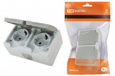 Фотография товара 'Tdm Розетка двойная 2П+3 открытой установки IP54 16А SQ1803-0008'