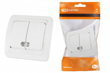 Фотография товара 'Tdm Выключатель 2-кл. с подсветкой 10А SQ1804-0006'