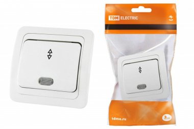 Фотография товара 'Tdm Переключатель на 2 направления с подсветкой 10А SQ1804-0005'