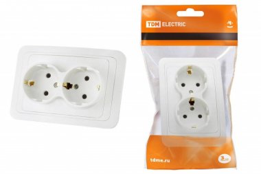 Фотография товара 'Tdm Розетка двойная 2П+З 16А SQ1804-0010'