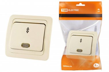 Фотография товара 'Tdm Переключатель на 2 направления с подсветкой 10А SQ1804-0105'
