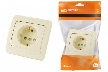 Фотография товара 'Tdm Розетка 2П+З 16А c защитными шторками SQ1804-0124'