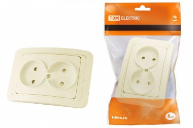 Фотография товара 'Tdm Розетка двойная 2П 10А c защитными шторками SQ1804-0125'