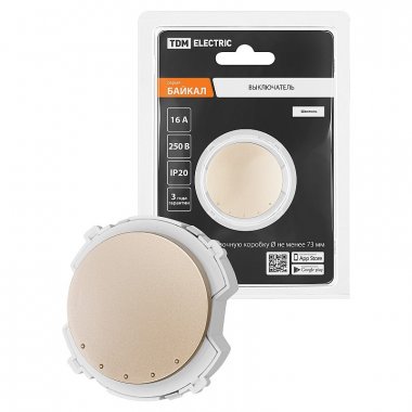 Фотография товара 'Tdm SQ1819-0537 Выключатель 1-кл. 16А 250В сенсорный шампань, "Байкал"'