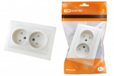 Фотография товара 'Tdm Розетка двойная 2П с защитными шторками 10А 250В SQ1814-0017'
