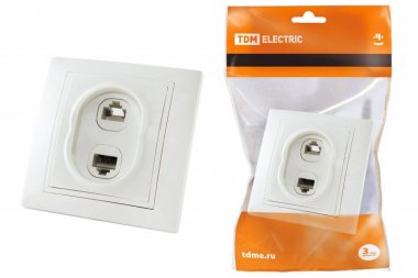 Фотография товара 'Tdm Розетка телефонная RJ11 + компьютерная RJ45 SQ1814-0023'