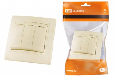Фотография товара 'Tdm Выключатель 3 кл. с подсветкой 10А SQ1814-0106'