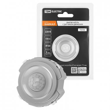 Фотография товара 'Tdm SQ1819-0346 Выключатель с датчиком движения 16А 250В платина, "Байкал"'