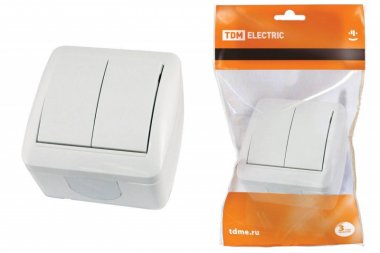 Фотография товара 'Tdm Выключатель 2-кл. открытой установки IP44 10А SQ1818-0002'