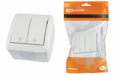 Фотография товара 'Tdm Выключатель на 2 направления 2-кл. открытой установки IP44 10А SQ1818-0012'
