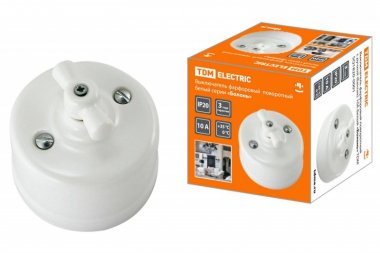 Фотография товара 'Tdm Выключатель фарфоровый поворотный с ручкой (бантик) 10А SQ1820-0001'