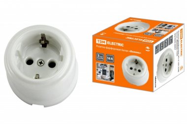 Фотография товара 'Tdm Розетка фарфоровая 2П+З 16А 250В SQ1820-0007'