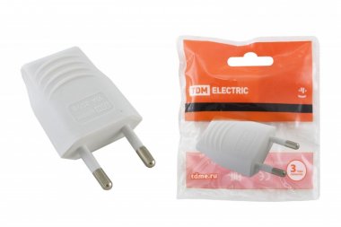 Фотография товара 'Tdm Вилка б/з белая 10А 250В (евровилка CEE 7/16) прямой вывод проводника SQ1806-0089'