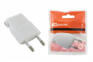 Фотография товара 'Tdm Вилка б/з белая 10А 250В (евровилка CEE 7/16) угловой вывод проводника SQ1806-0090'