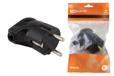 Фотография товара 'Tdm Вилка угловая с/з черная 16А 250В SQ1806-0008'